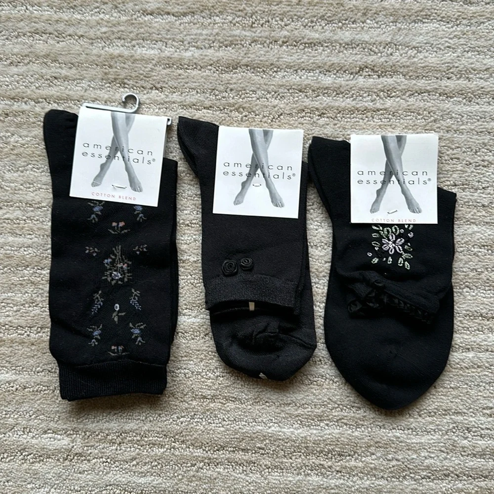 3 Pairs of NWT American Essentials Socks Black Dress Casual From Macy’s